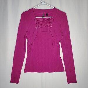 Venini Top Womens Small Vtg 00s Y2K Strap Criss Cross Ribbed Romantic Goth